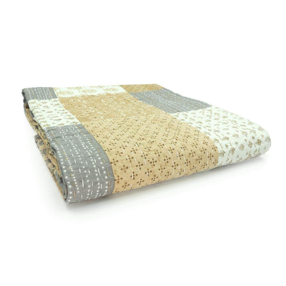 Rajani Home Advika Handmade Kantha Cotton Throw Blanket