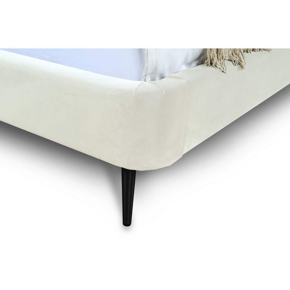 Full Heather Upholstered Bed with Black Legs - Manhattan Comfort