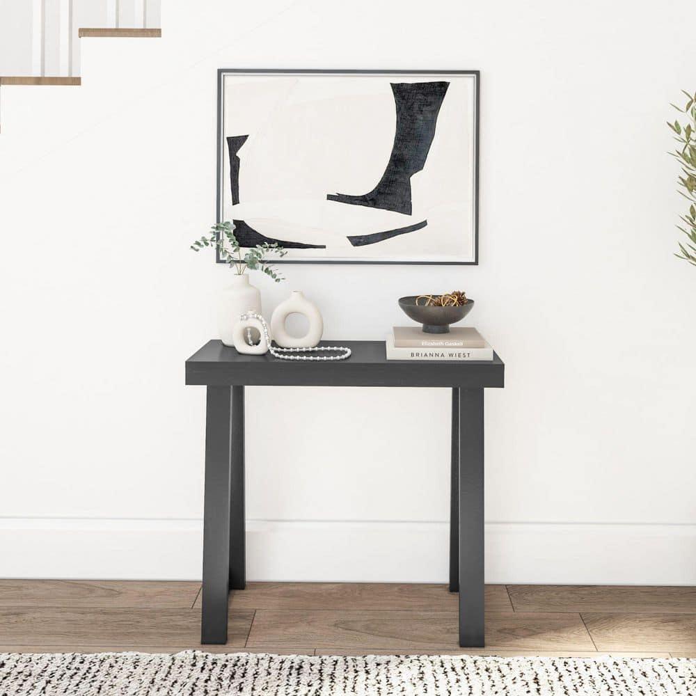 Plank+Beam 36” Solid Wood Console Table, Classic Farmhouse Style Sofa Table, Narrow Entryway Table for Hallway, Black