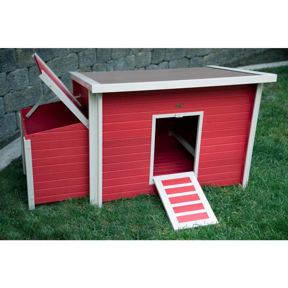 New Age Pet® ECOFLEX® Red Fontana Chicken Barn, Eco-Friendly and Non-Toxic Urban Coop for 2-3 Chickens, Easy Assembly, with Nesting Box and Roosting Bars, Moisture and Odor Resistant