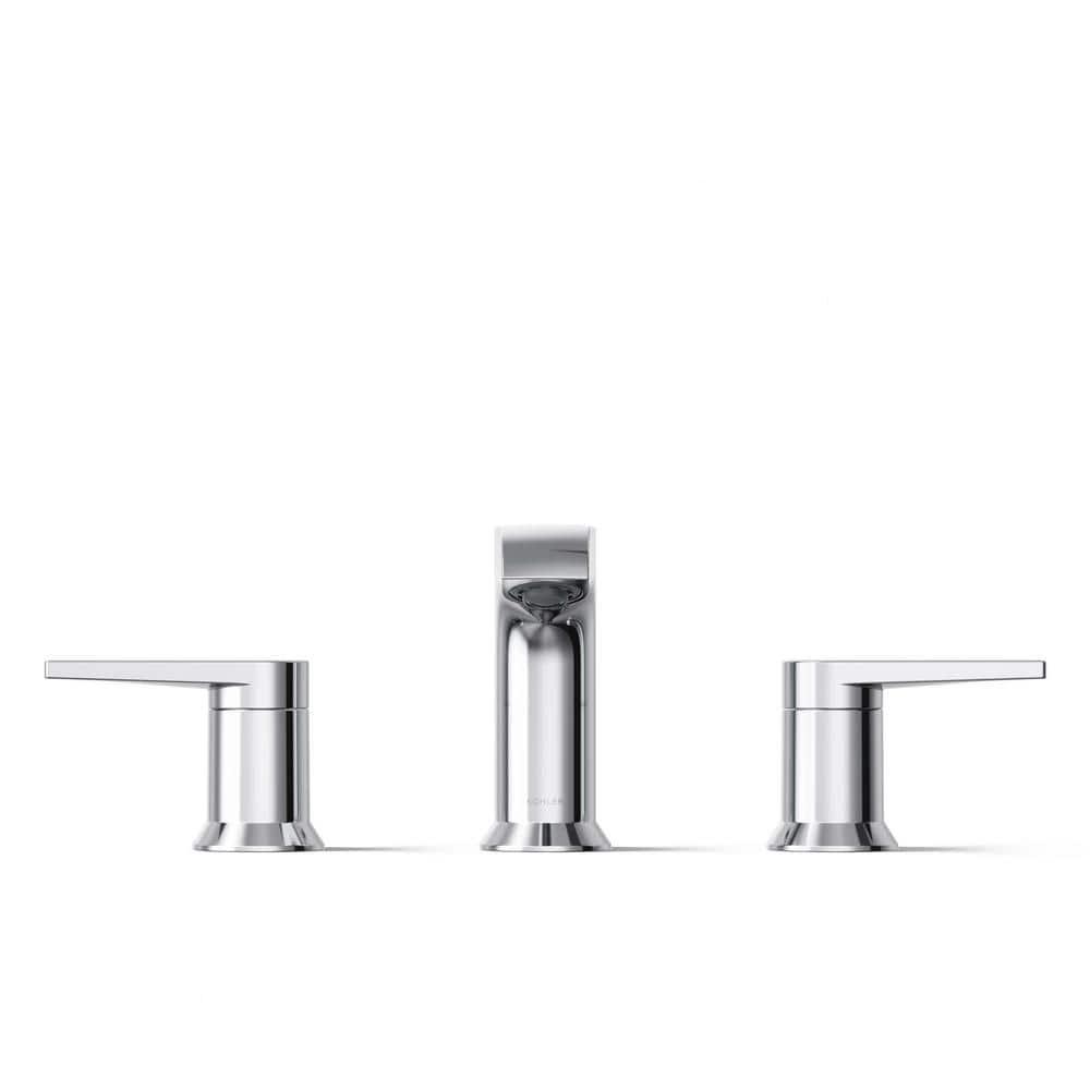 Kohler Hint Widespread Bathroom Faucet with Pop-Up Drain Assembly, 3 Hole 2-Handle Bathroom Sink Faucet, 1.2 gpm