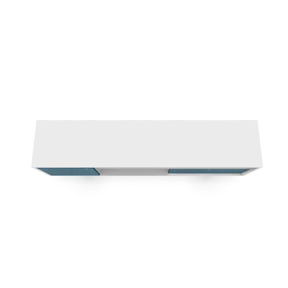 Liberty 3 Shelf and 1 Drawer TV Stand for TVs up to 65" White/Aqua Blue - Manhattan Comfort