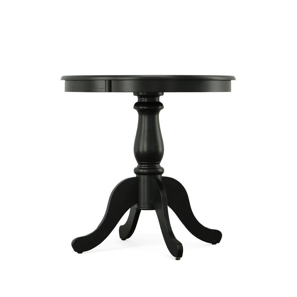 Carolina Living 30" Salem Round Pedestal Dining Table Black: Rubberwood, MDF, Non-Extension