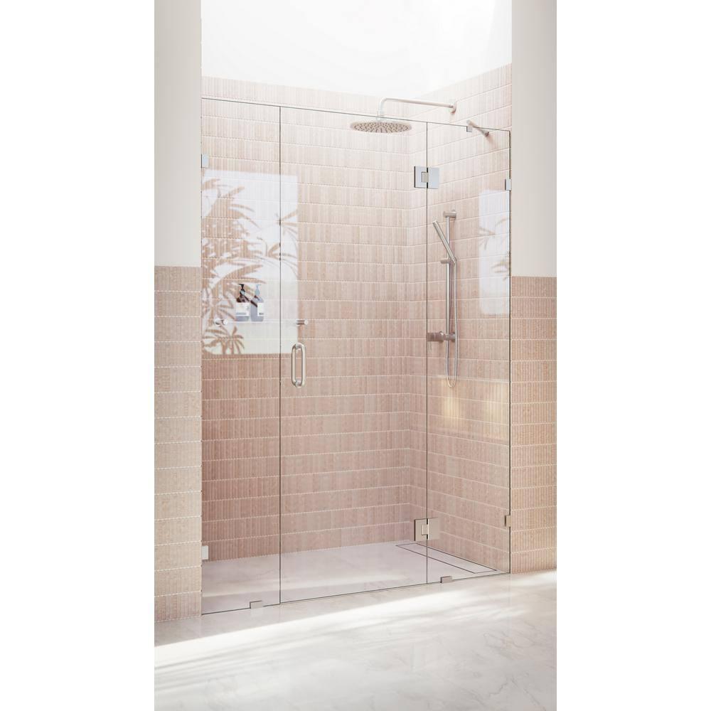 Glass Warehouse Stellar 55.5 in. W x 78 in. H Fully Frameless 3 Panel Inline Glass Hinged Shower Enclosure GHF-55.5-BN