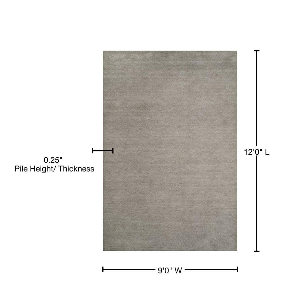SAFAVIEH Himalaya Rachelle Solid Wool Area Rug, Grey, 9' x 12'