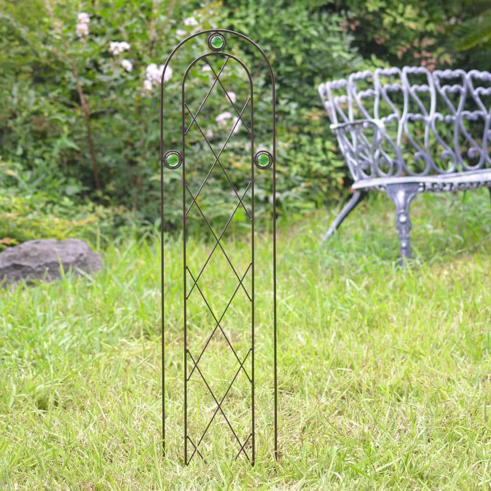 Arcadia Garden Products Emerald Trellis 10-Inches W x 48-Inches H Black Iron Traditional Garden Trellis For Climbing Plants