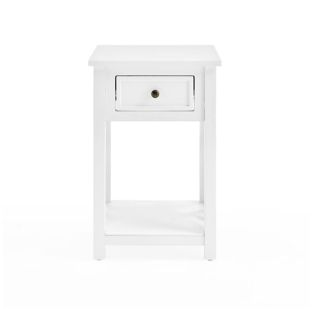 Alaterre Coventry Wood End Table with Drawer and Shelf, White