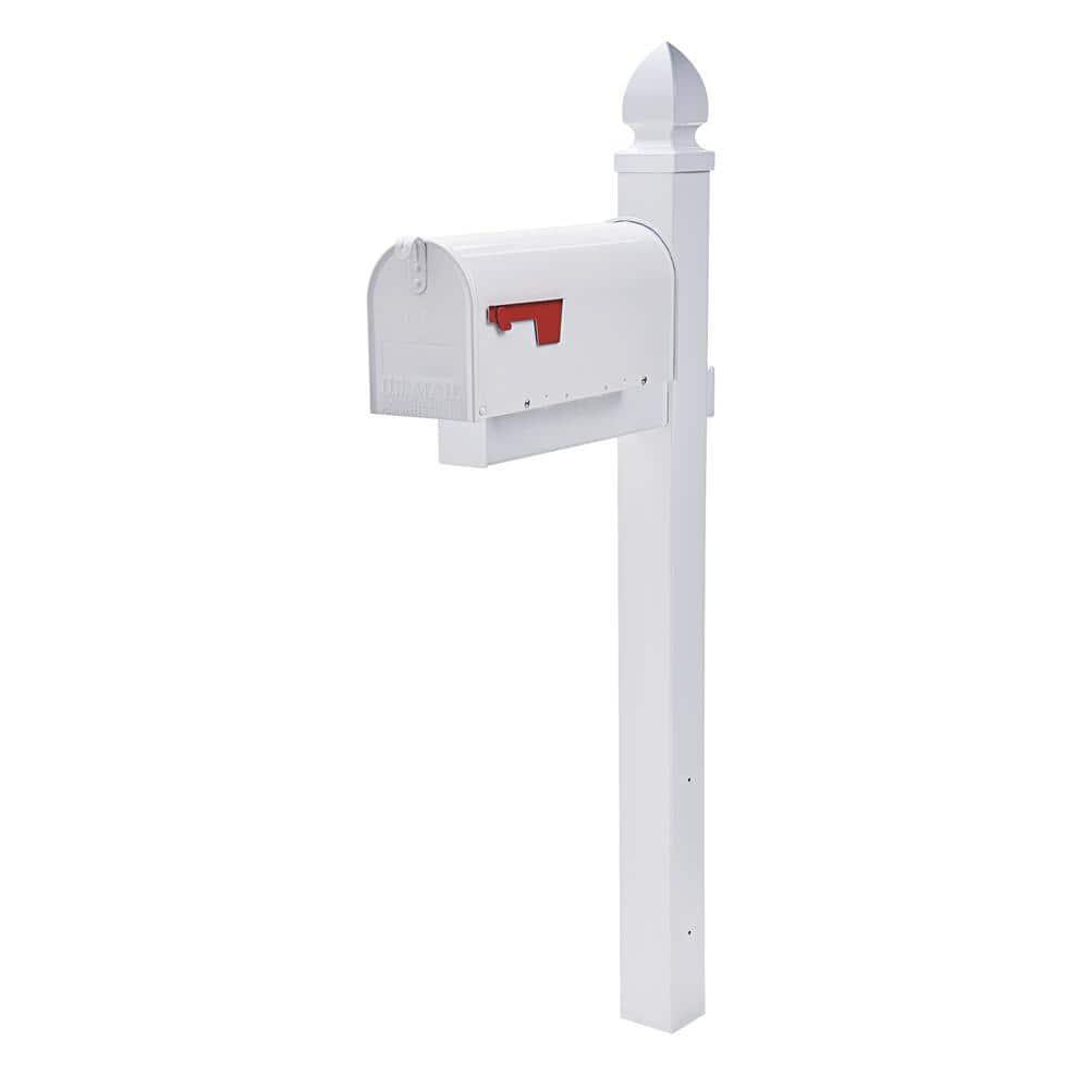 Gibraltar Mailboxes Whitley 57 in. White PVC Mailbox Post