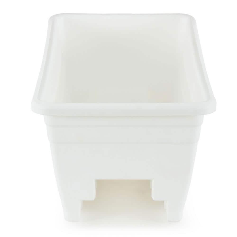 The HC Companies 24 Inch Wide Heavy Duty Plastic Deck Rail Mounted Garden Flower Planter Box with Removable Drainage Plugs, White