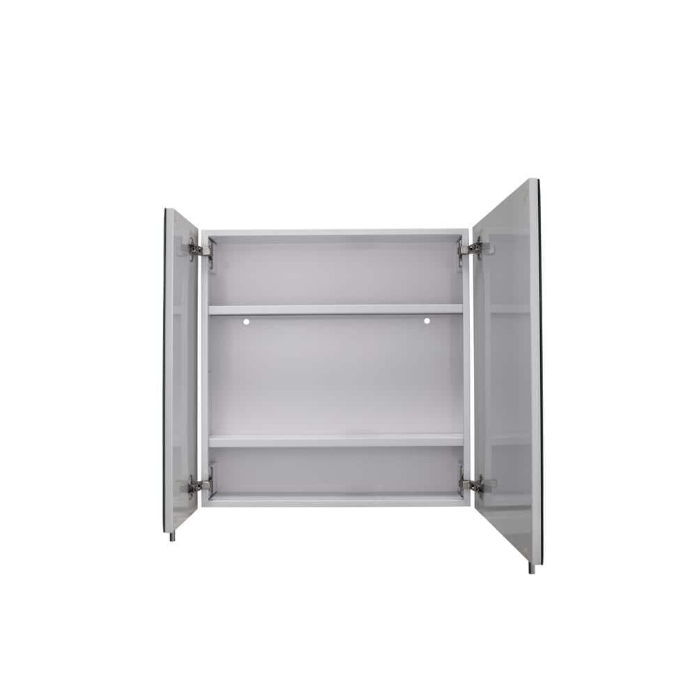 Croydex Wellington Double Door Aluminium Bathroom Medicine Cabinet in White (24x24in)