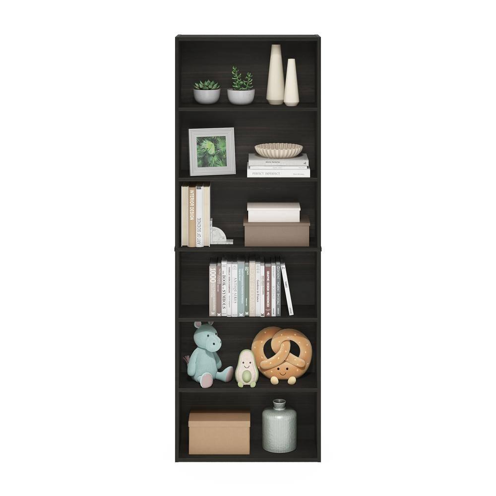 Jaya Standing 6-Tier Open Storage Bookcase, Espresso