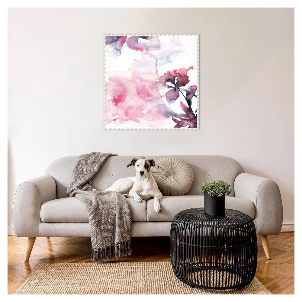 Amanti Art 30"x30" Watercolor Floral Pink Purple Trio II by Andrea Bijou Framed Canvas Wall Art Print