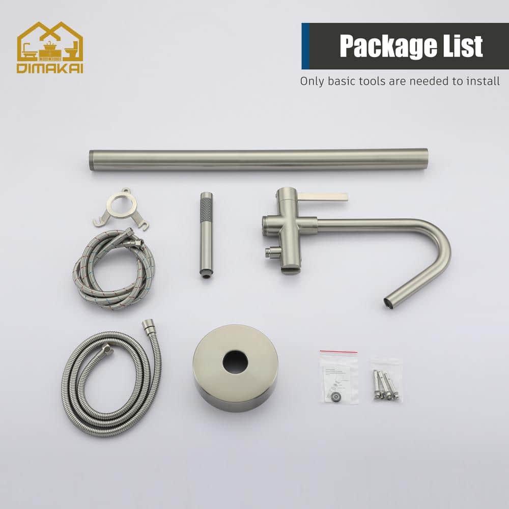 Double Handle Floor Mounted Freestanding Tub Filler With Handshower