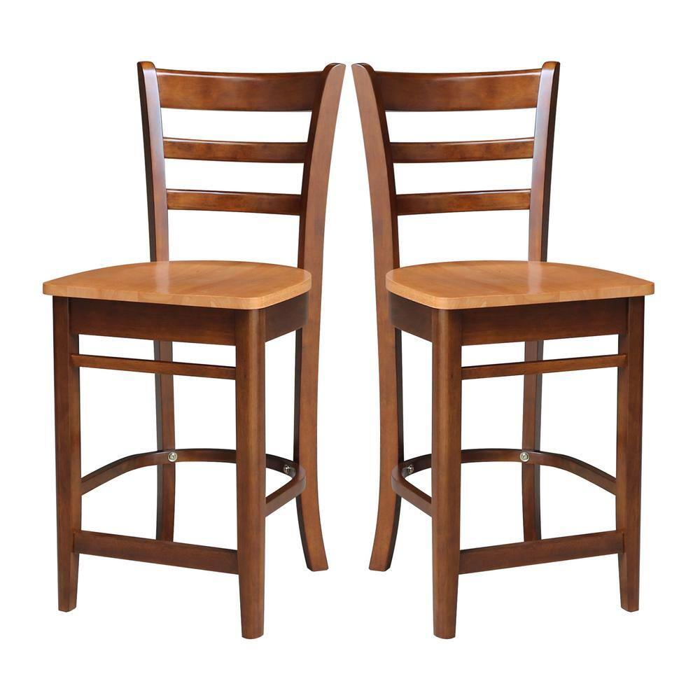 Cinnamon Espresso Solid Wood Counter Height Table with 2 Stools