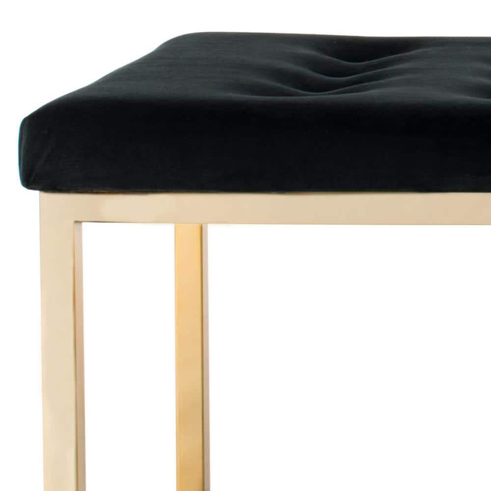 Reynolds Velvet Bench - Black Velvet/Brass - Safavieh