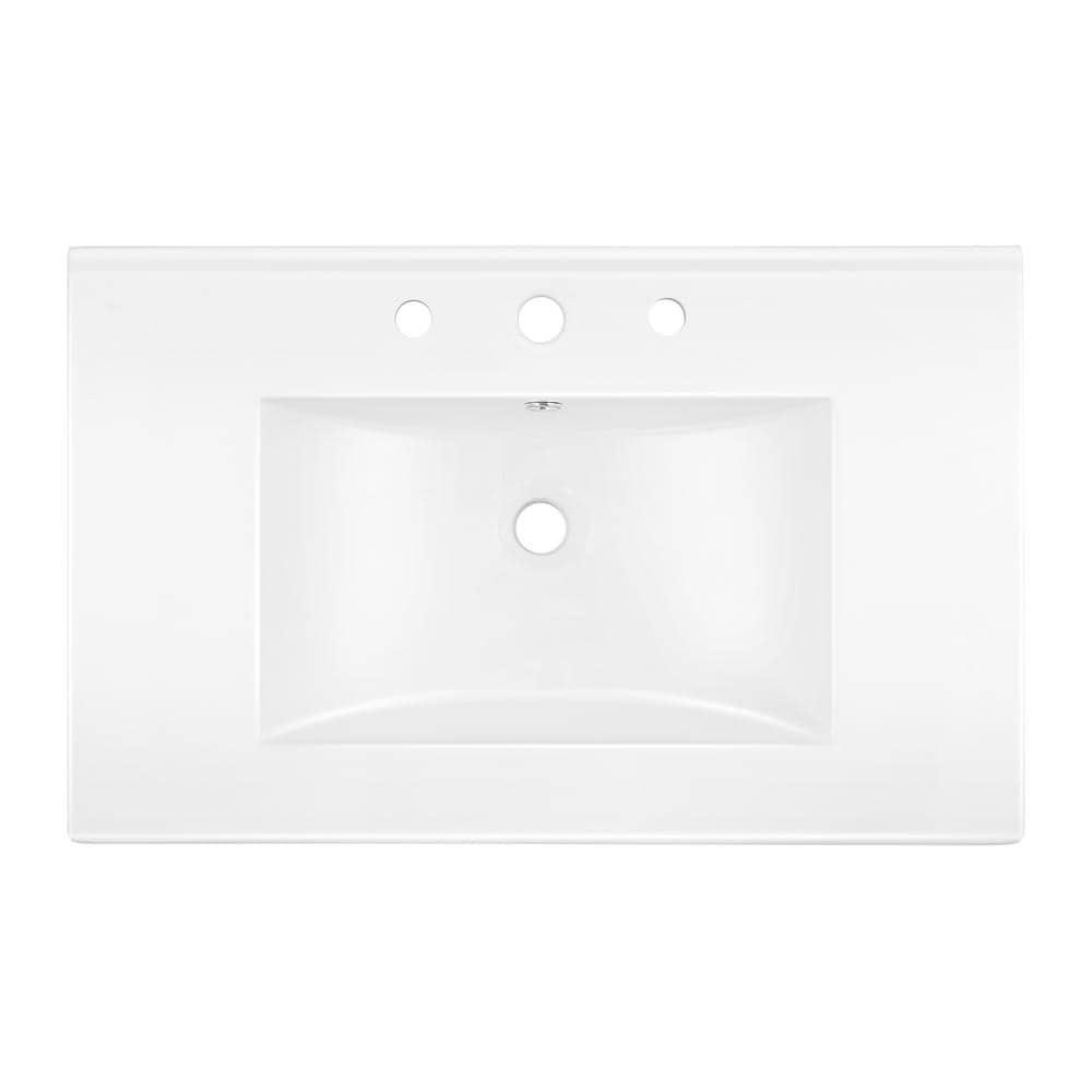 Jonathan Y Ancillary 3-Hole 30" Classic Contemporary Rectangular Ceramic Single Sink Basin Vanity Top