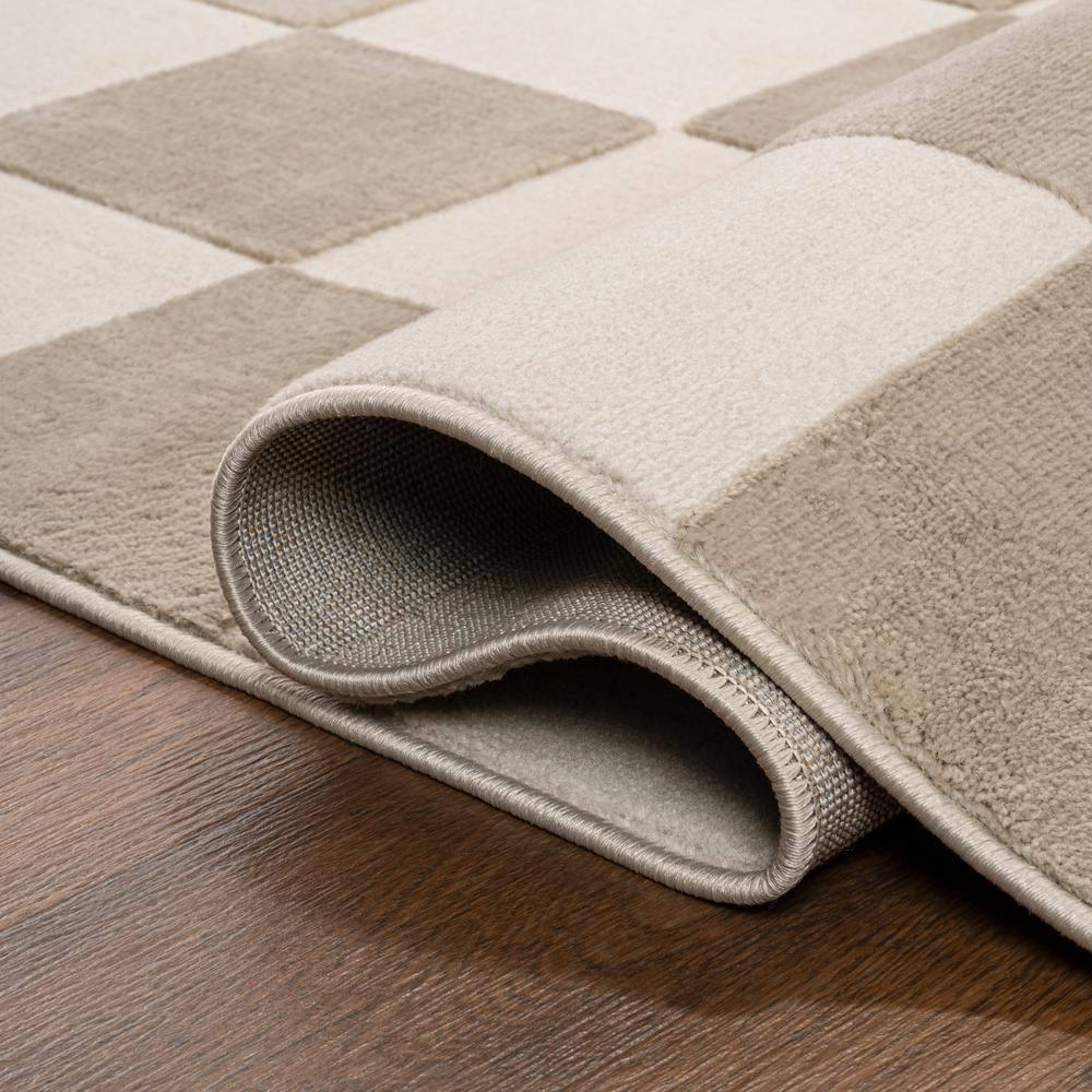 JONATHAN Y Thea Modern Geometric Checkerboard High-Low Beige/Cream 3 ft. x 5 ft. Area Rug