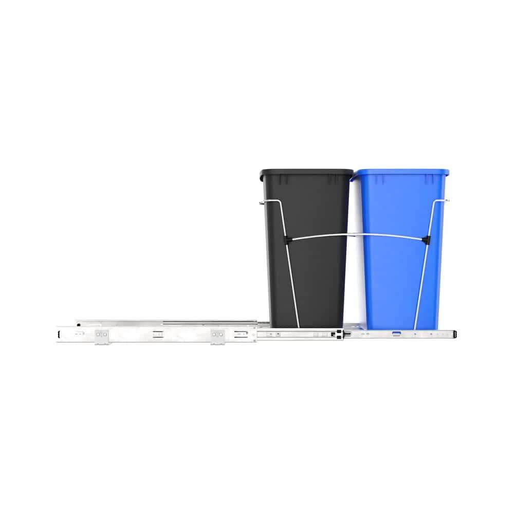 Rev-A-Shelf Rev-A-Shelf Double 35 Quart Pull Out Kitchen Waste Containers, Blue/Black