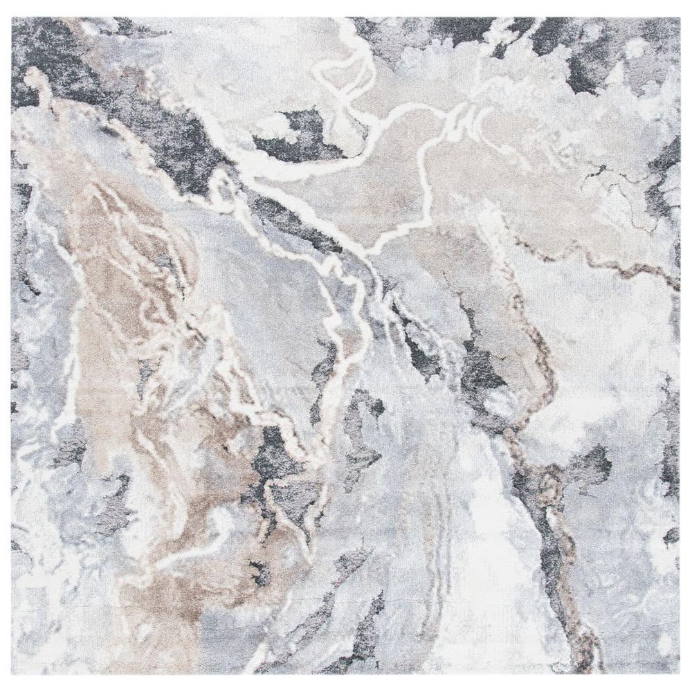 Cyrus Shag CYR121 Power Loomed Indoor Area Rug - Grey/Beige - 6'7"x6'7" - Safavieh