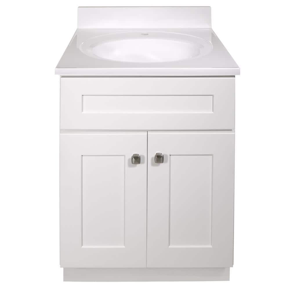Design House Brookings 25 Inch Bathroom Vanity with Cultured Marble Top, Assembled, Sherwin Williams® Gray – Design House, 215541
