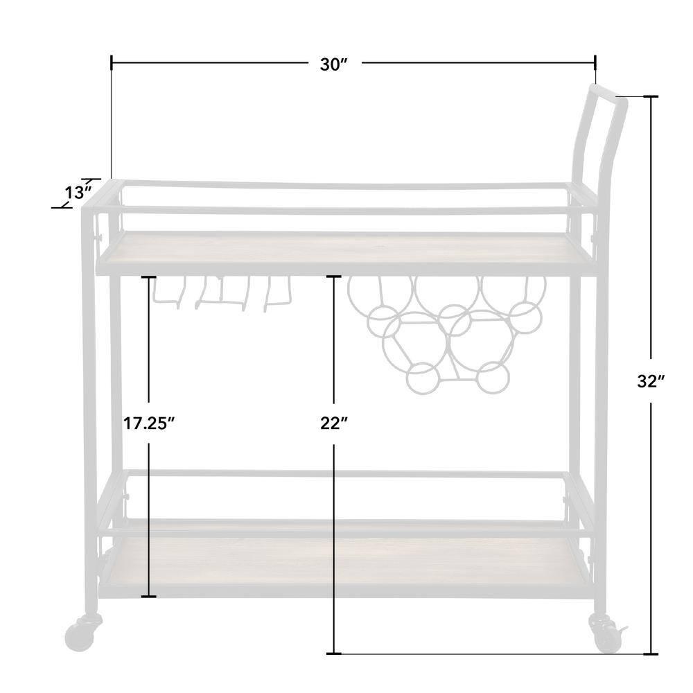 FirsTime & Co. Black Gardner Bar Cart, Industrial, Metal, 29.75 x 12.25 x 32.25 in