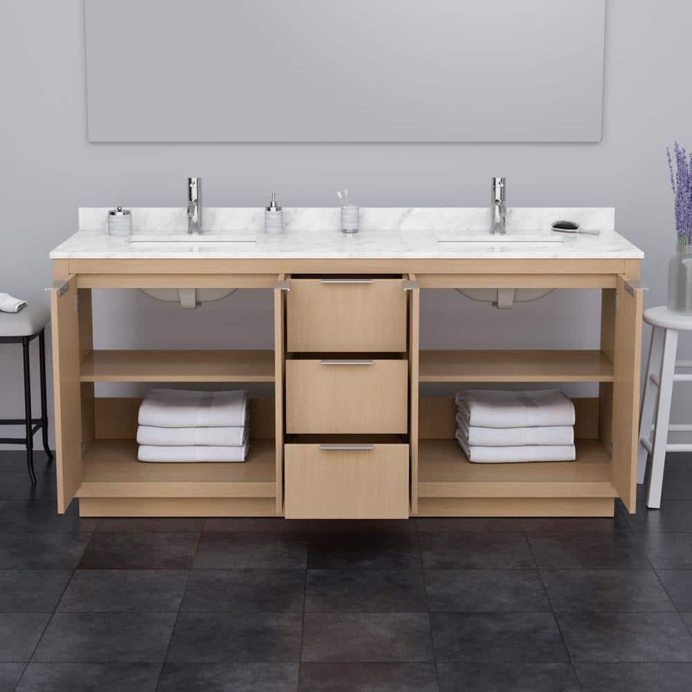 Wyndham Collection Maroni 80'' Double Bathroom Vanity with Marble Top