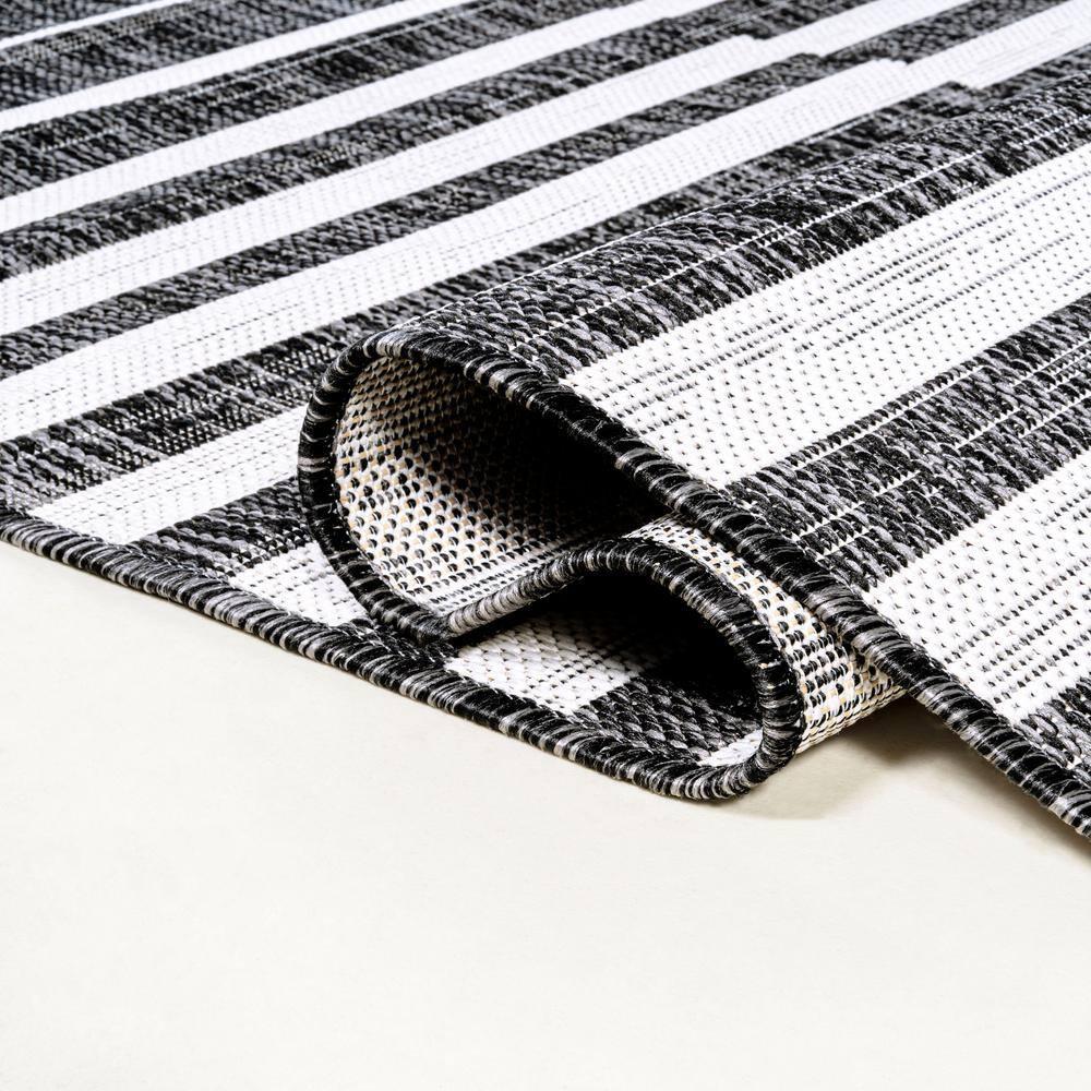 8'x10' Sukie Modern Offset Stripe Indoor/Outdoor Area Rug, Black/Ivory - JONATHAN Y