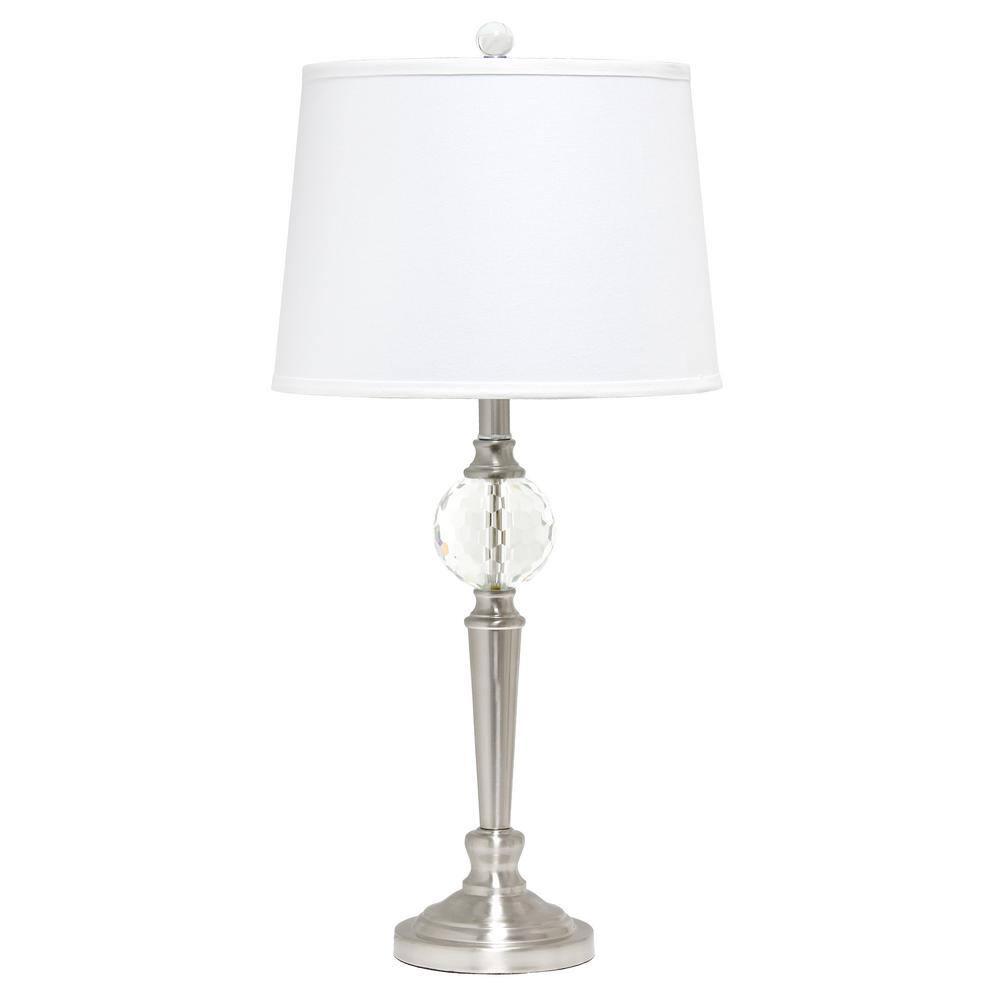Lalia Home Crystal Drop Table and Floor Lamp Set Metallic Silver : Metallic Silver, Brushed Nickel Base ,Modern Lighting