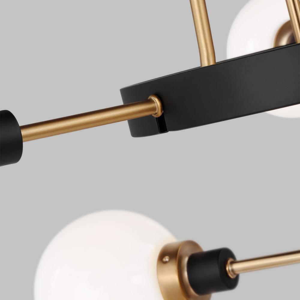 Rowan Satin Brass 7-Light Outdoor Chandelier with Etched Opal Glass Shades