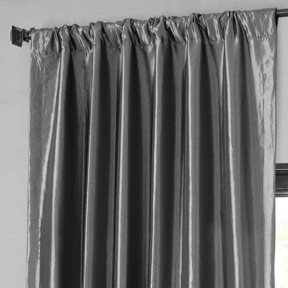 Graphite Blackout Faux Silk Taffeta Curtain (1 Panel), Graphite, 50W X 108L