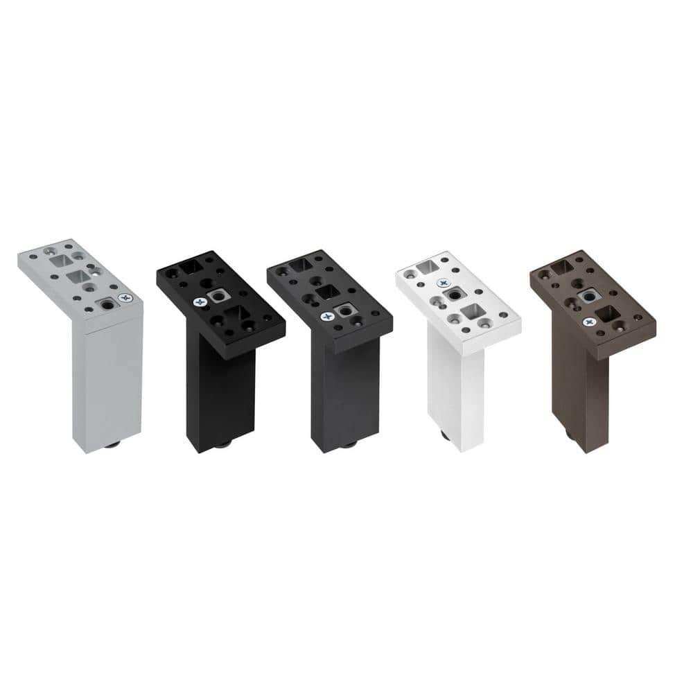 11 3/4 in. (300 mm) Matte Black Aluminum Contemporary Furniture Leg with Adjustable Shape and Leveling Glide