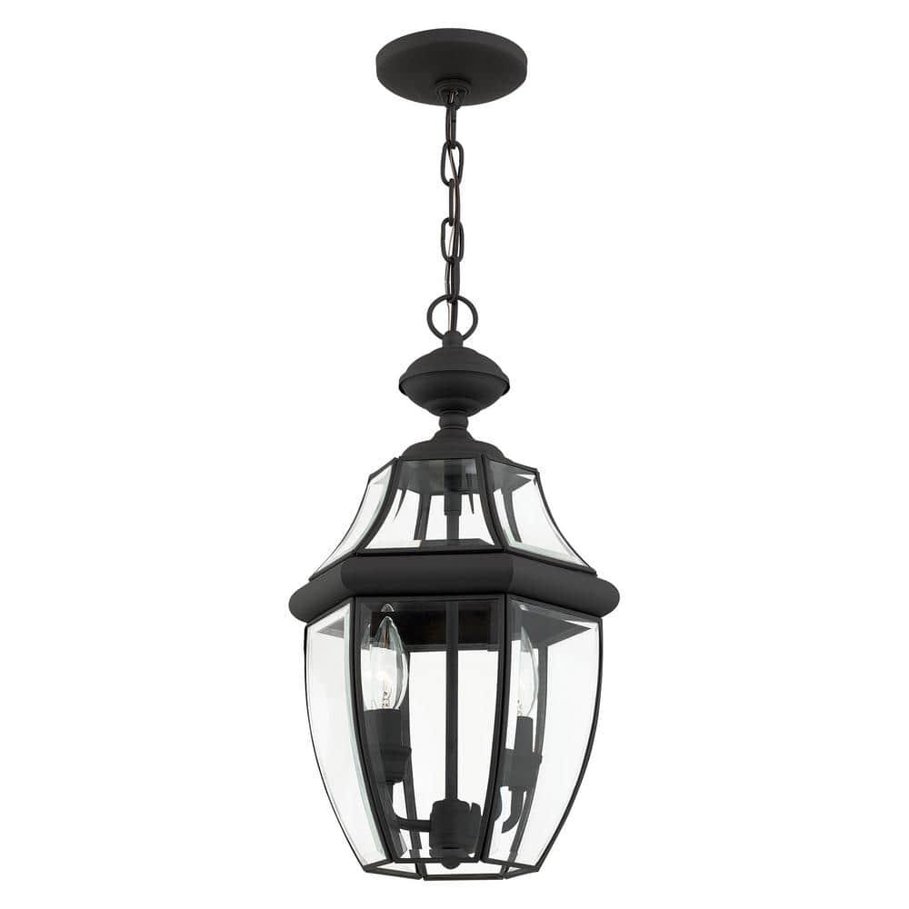 2 Light Outdoor Chain Lantern Pendant with Clear Glass Shade