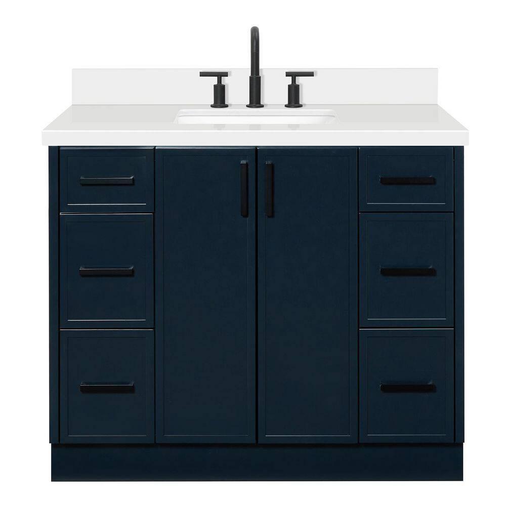 Ariel Kelly 43 Inch Single Rectangular Sink Bathroom Vanity With Quartz Countertop