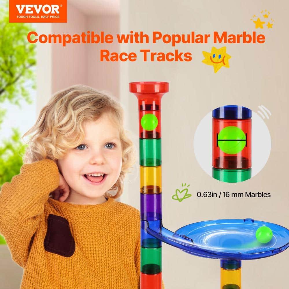VEVOR Marble Run Set, 110 Piece Marble Maze Building Block Brain Game, with 10 Glow in the Dark Marbles + 20 Glass Marbles