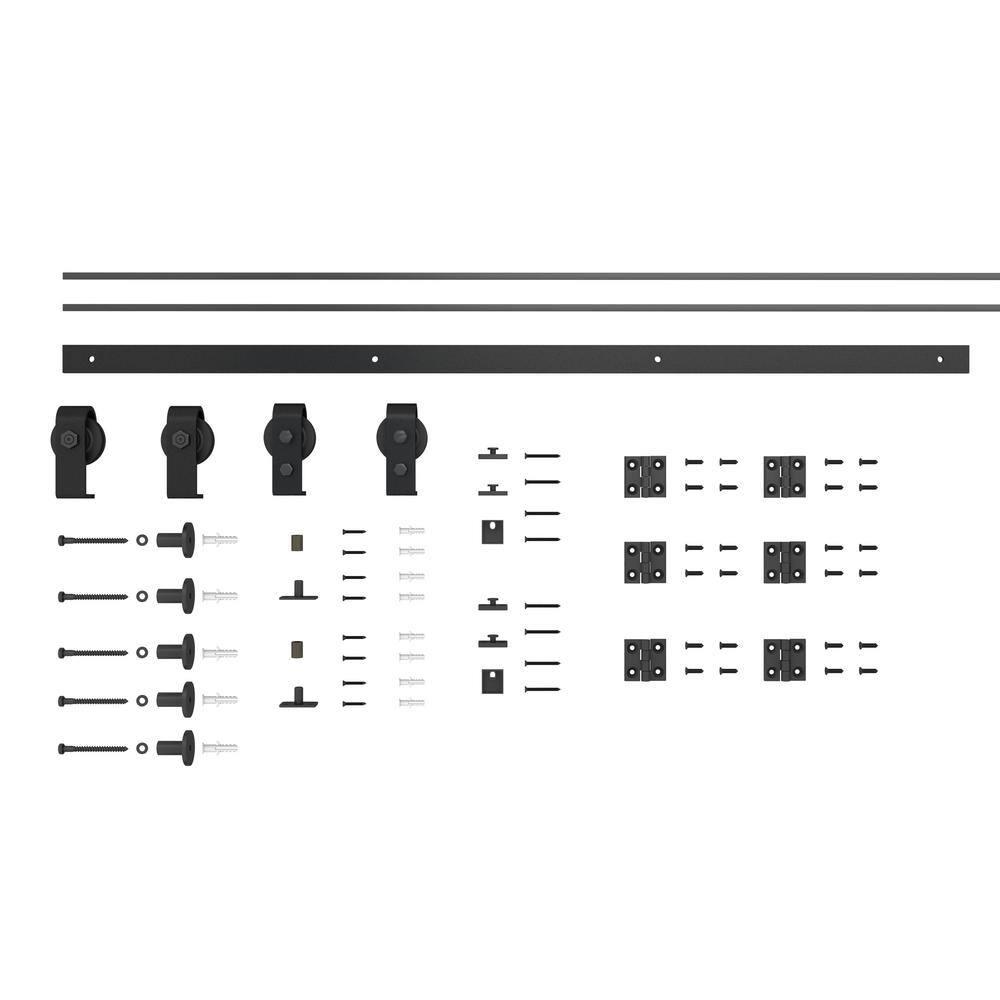 Calhome 1 Panel Shaker Composite Double Bi-Fold Door with Barn Door Hardware Kit