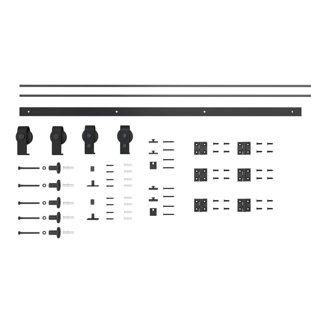 Calhome 3 PANEL Shaker Composite Double Bi-Fold Door with Sliding Barn Door Hardware Kit
