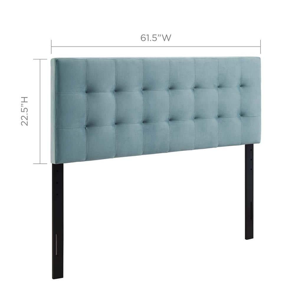 Queen Emily Biscuit Tufted Performance Velvet Headboard Light Blue - Modway: Adjustable Height, Plywood Frame