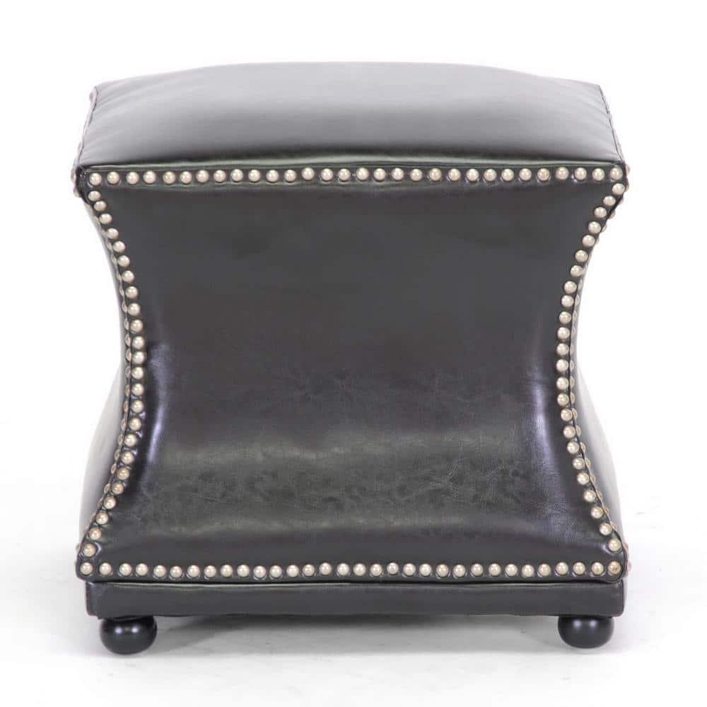 Ellastone Modern Leather Ottoman Dark Brown - Baxton Studio: Square Footstool, Faux Upholstered, No Assembly