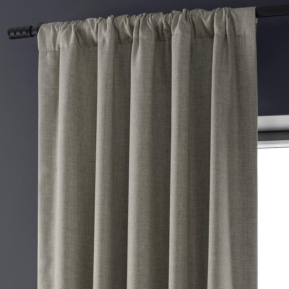 Signature Destination Slate Faux Linen Blackout Curtain (1 Panel), Destination Slate, 50W X 96L