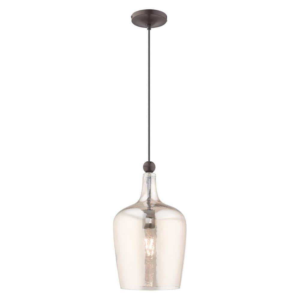 Livex Lighting Art Glass 1 - Light Pendant in  English Bronze