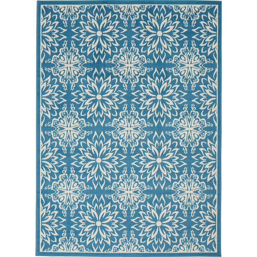 Nourison Jubilant Floral Ivory/Blue 5'3" x 7'3" Area Rug, (5x7)