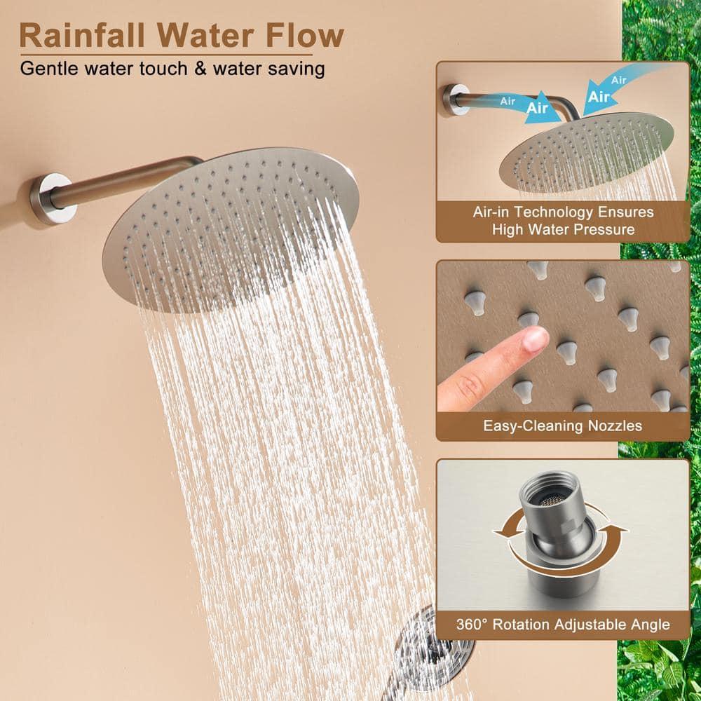 Thermostatic Rainfall Shower System with Rough in-Valve and Digital Display Handheld