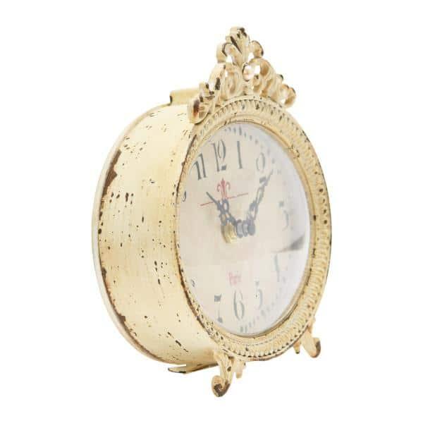Storied HomeDistressed Pewter Mantel Clock, Cream