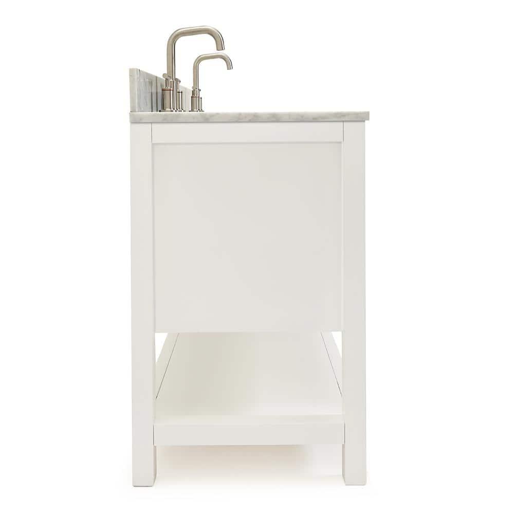 Bayhill 60 in. W x 22 in. D x 35.25 in. H Double Freestanding Bath Vanity in White with Carrara White Marble Top
