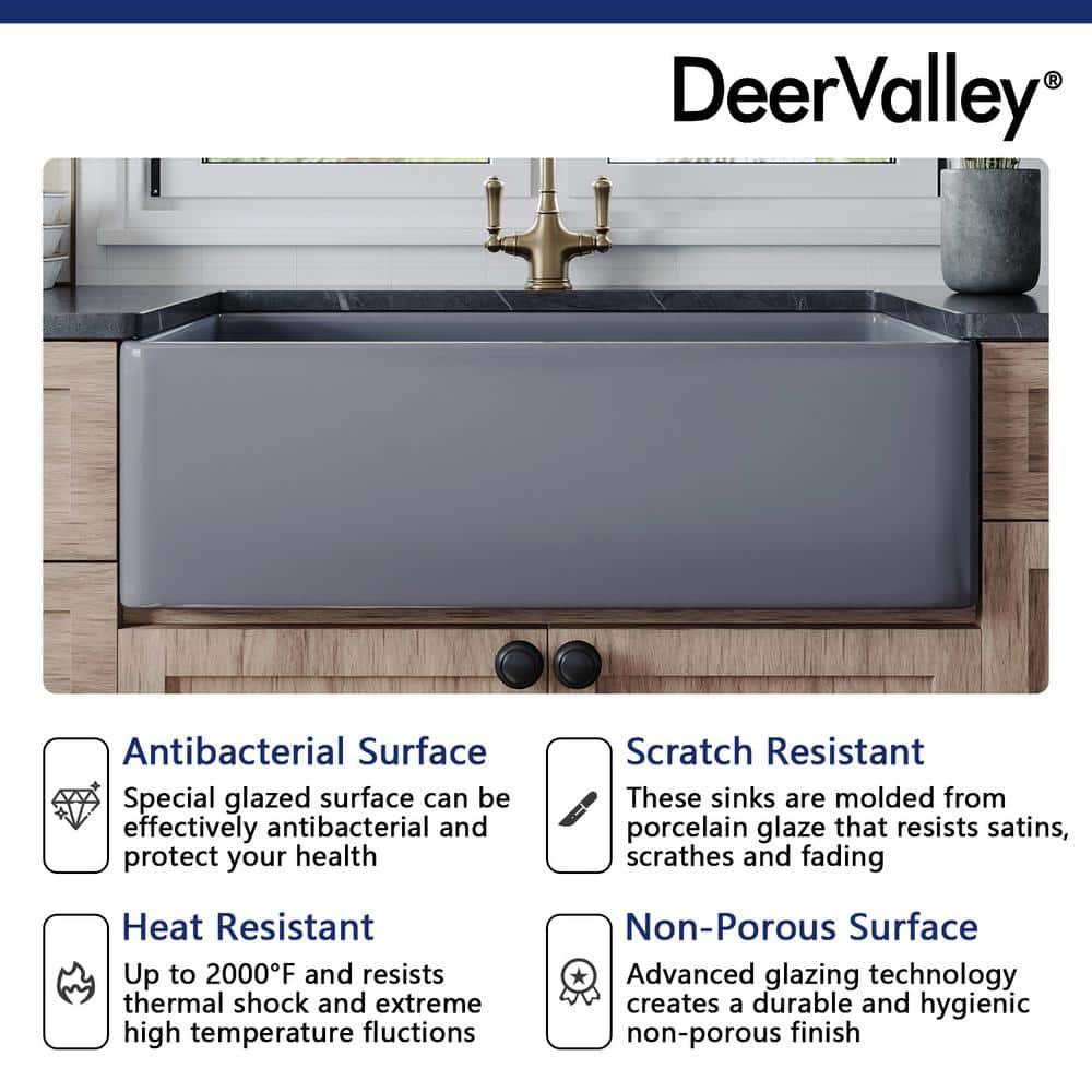 Grove 33" L X 18" W Rectangular Single Bowl Fireclay Farmhouse Kitchen Sink with Grid and Strainer