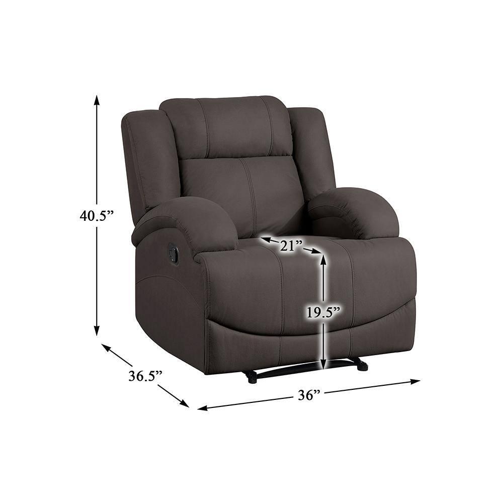 Lexicon Camryn Traditional Wood and Microfiber Reclining Chair in Chocolate