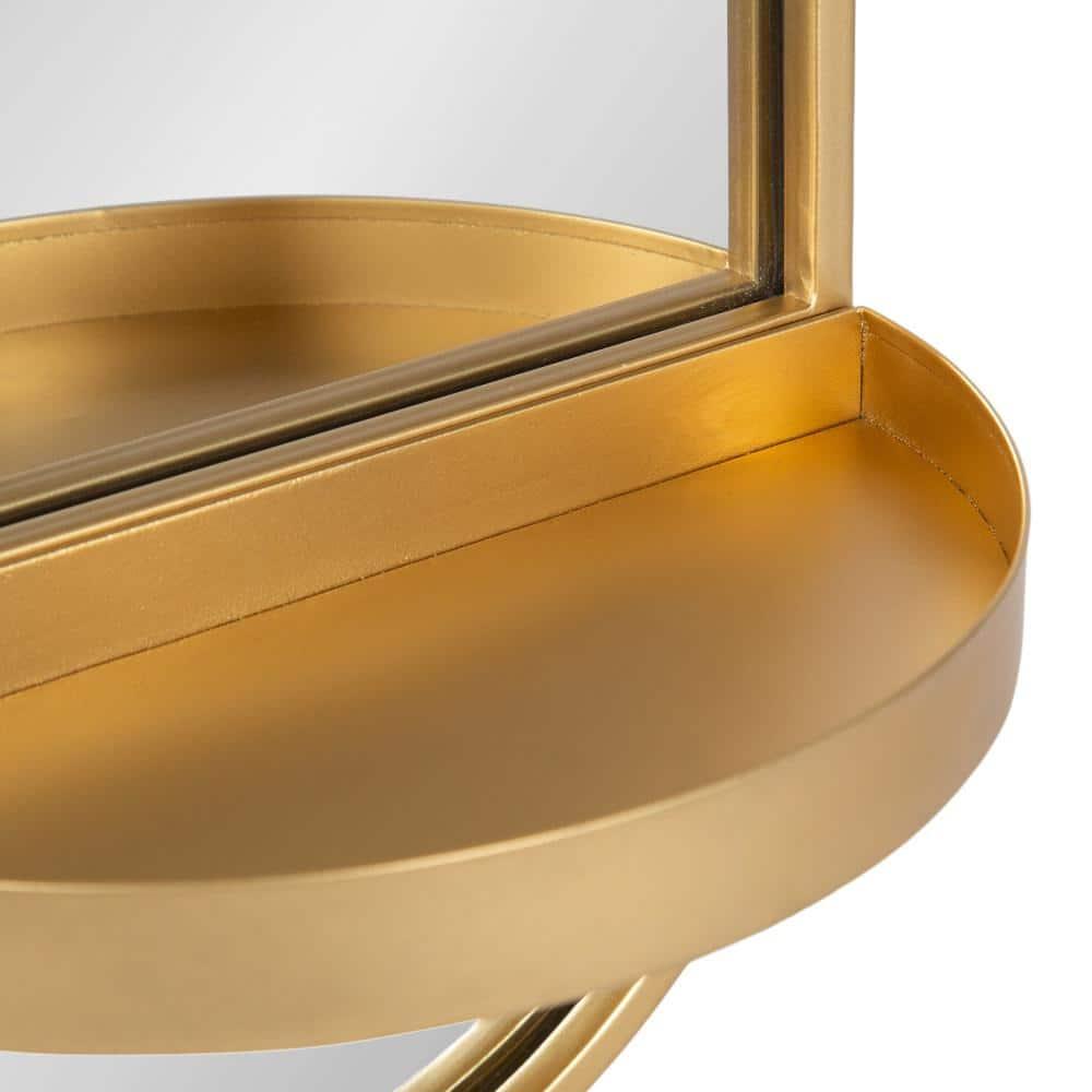 11"x25" Estero KD Metal Wall Mirror with Shelf Gold - Kate & Laurel All Things Decor