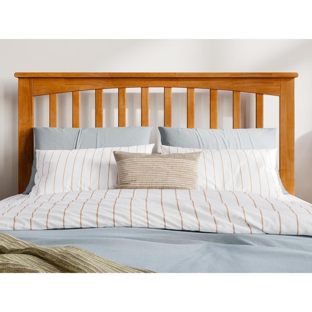 AFI Furnishings Mission Full Solid Wood Headboard with Attachable Charger in Light Toffee