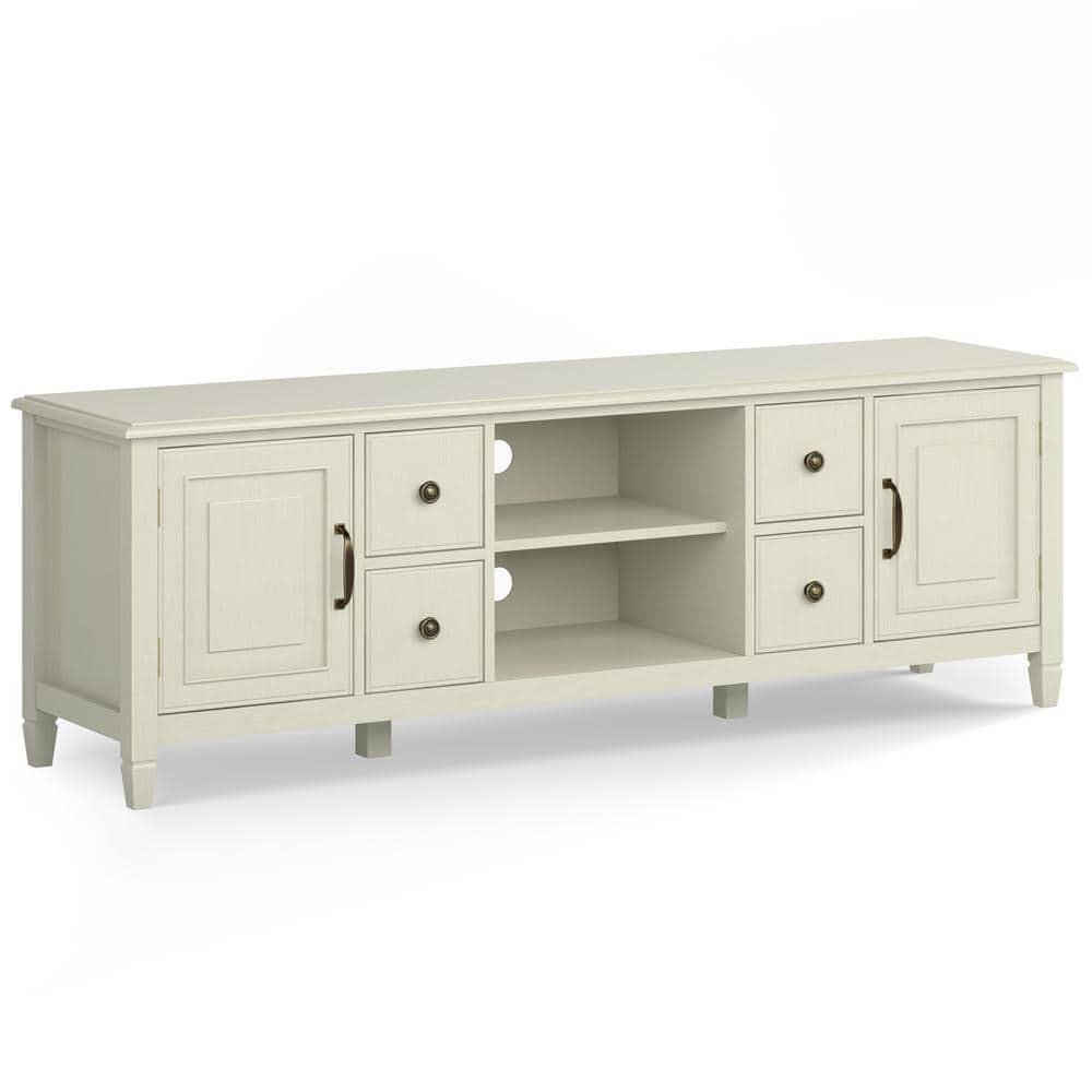 Simpli Home Connaught 72"W Solid Wood Traditional TV Stand for TVs up to 80" with 4 Drawers and 2 Cabinets