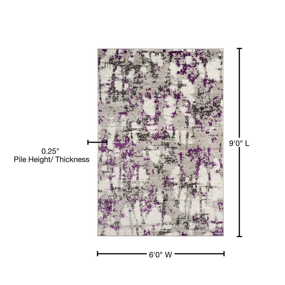 SAFAVIEH Skyler Langston Distressed Area Rug, Grey/Purple, 6' x 9'